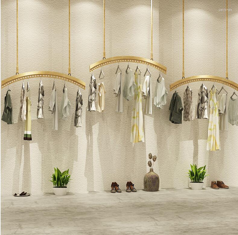 

Hangers & Racks Shop Decoration Shelf Clothing Store Display Rack Ceiling Simple Retro Hanging Clothes
