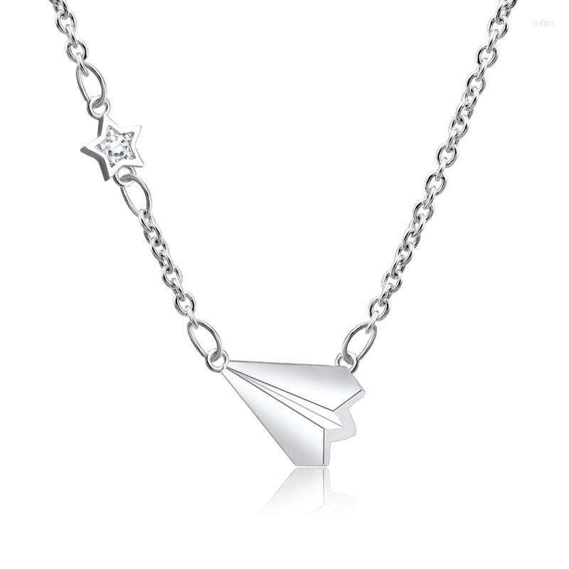 

Chains 2022 Silver Color Short Chain Necklace For Women Childhood Airplane Pendant Collier Female Korean Fashion Chokers Necklaces