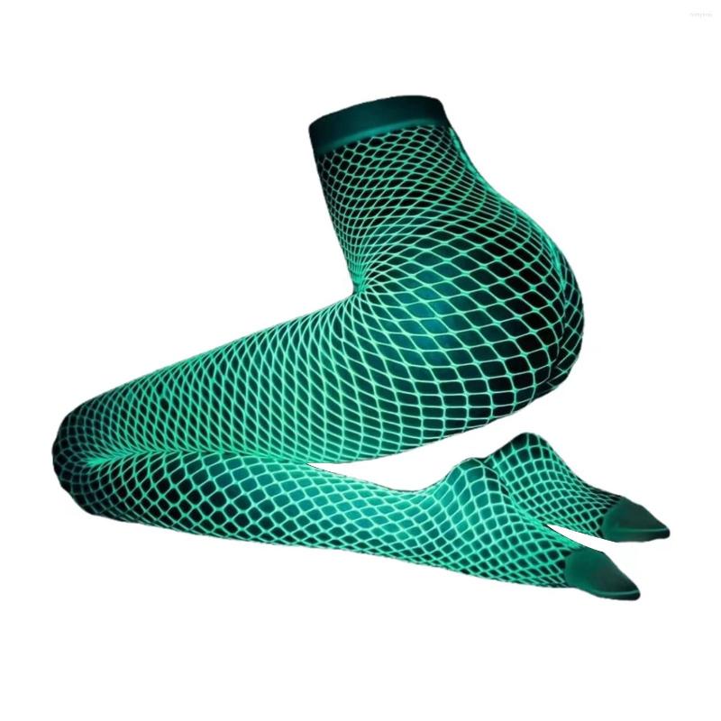 

Men's Socks Luminous Glowing Fishnet Tights High Waist Sexy, Green