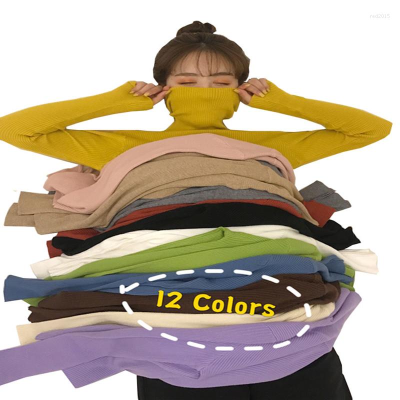 

Women's Sweaters High Neck Pullover Sweater Women Long Sleeve 2022 Autumn And Winter Slim Black Round Tops Turtleneck Ladies, Green