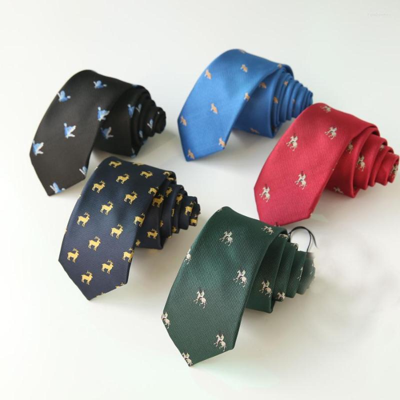 

Bow Ties Men's Wedding Party Skinny Male Animal Embroidered Neckties 6CM Width