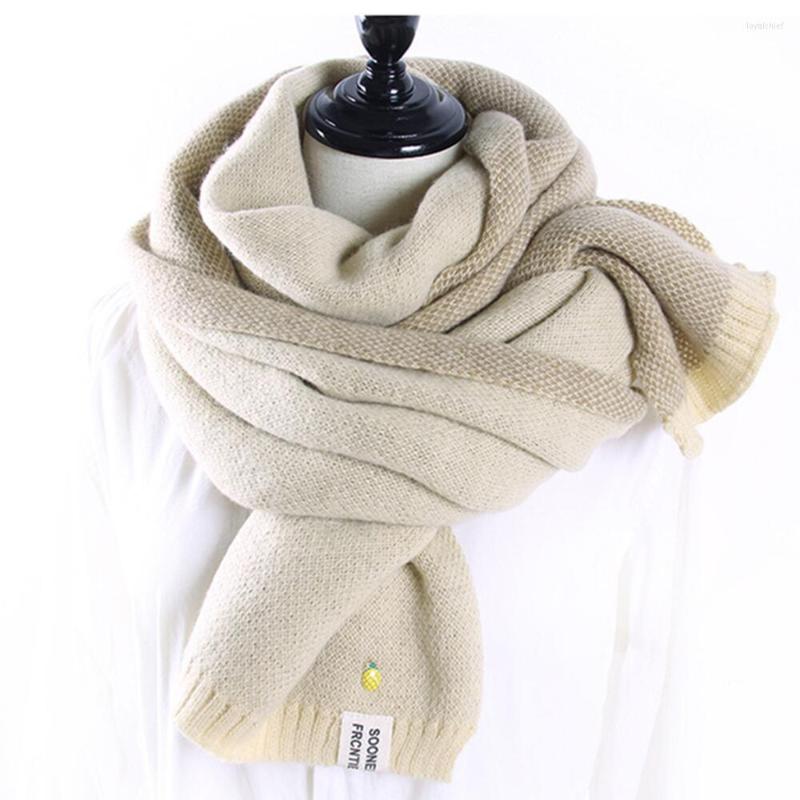 

Scarves Winter Cashmere Women Autumn Double-sided Embroidery Pineapple Wraps Scarf Lady Thick Warm Mesh Shawl