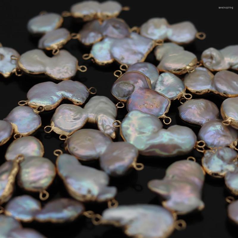 

Beads 10 18 Selling Baroque Shaped Pearl Accessories Irregular Round Double Hanging Manual DIY Gilt Edged Production And Wholesale