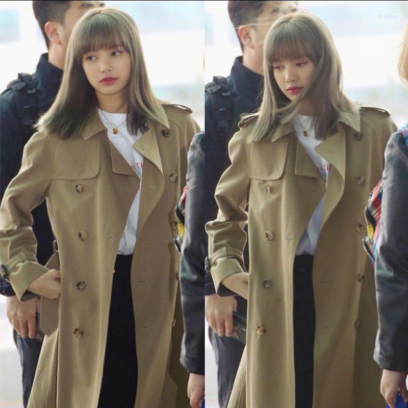 

Women' Trench Coats Mid-length Khaki Windbreaker Women Autumn Winter 2022 Double-breasted Over-the-knee British Style Temperament Coat