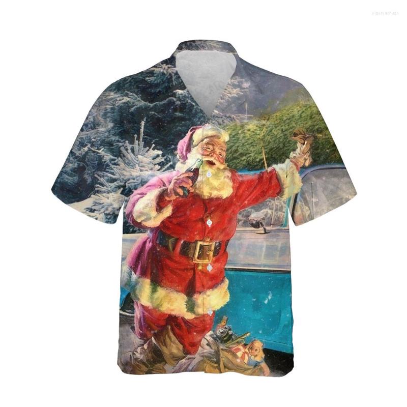 

Men' Casual Shirts Jumeast 3d Christmas Funny Santa Claus Printed Hawaiian Shirt Mens Fashion Short Sleeve For Men Blouses Streetwear, 010