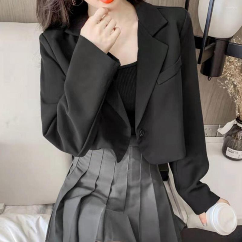 

Women' Suits Stylish Office Blazer Decorative Pocket Lightweight Suit Jacket Lapel Short Type Women Notched Collar, Black