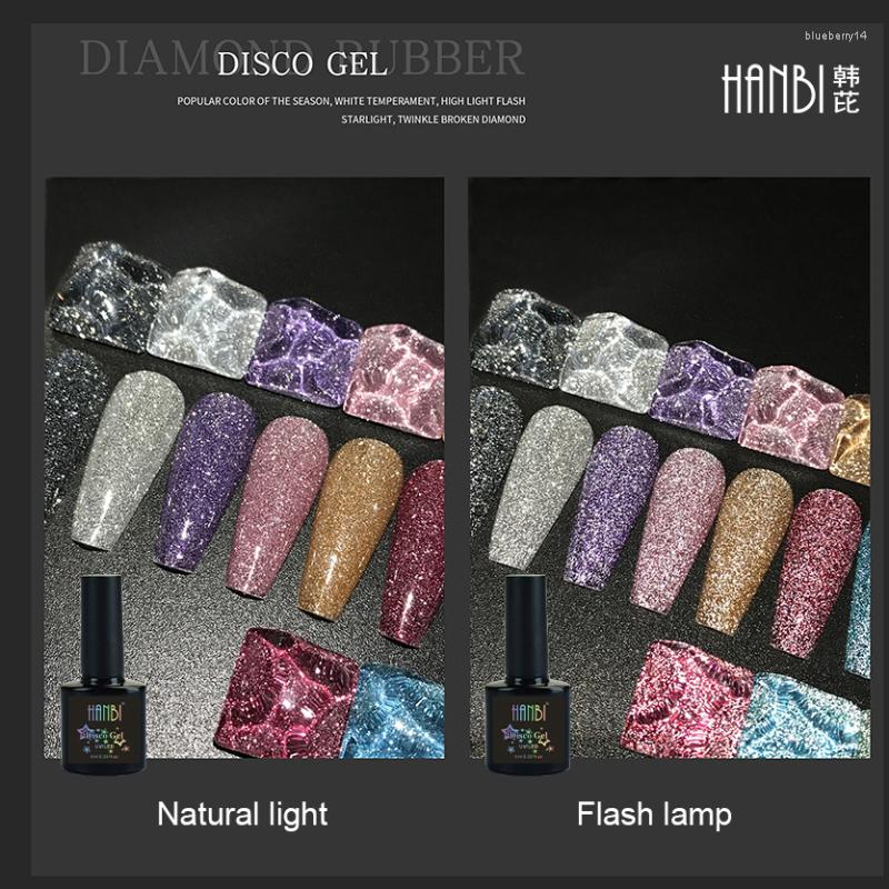 

Nail Polish 9 Colors Bungee Gel Glitter Broken Diamonds Reflective Bright Semi Permanent Hybrid Varnishes Art Glue Manicure, Random color