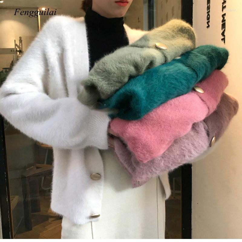 

Women' Fur Women' Jacket Coat Elegant Loose Ladies Knitted Cardigan Lantern Sleeve Mohair Sweater Autumn And Winter Fluffy, Beige