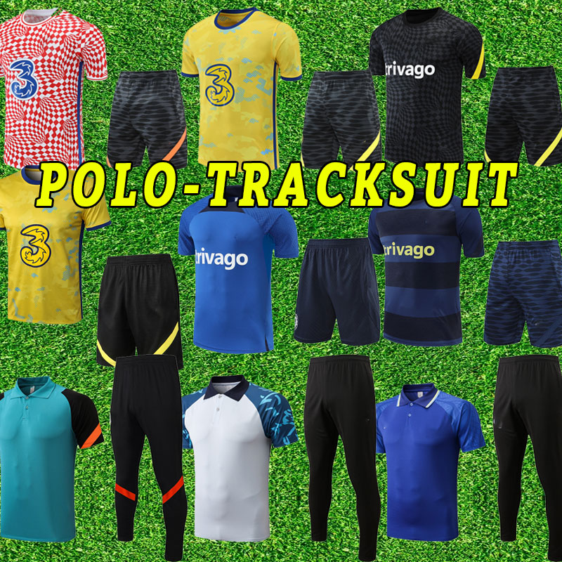 

POLO Training suit CFC 2022 2023 PULISIC soccer jersey ZIYECH HAVERTZ KANTE WERNER ABRAHAM CHILWELL MOUNT JORGINHO football shirt Adult shorts sleeve Pants, As shown