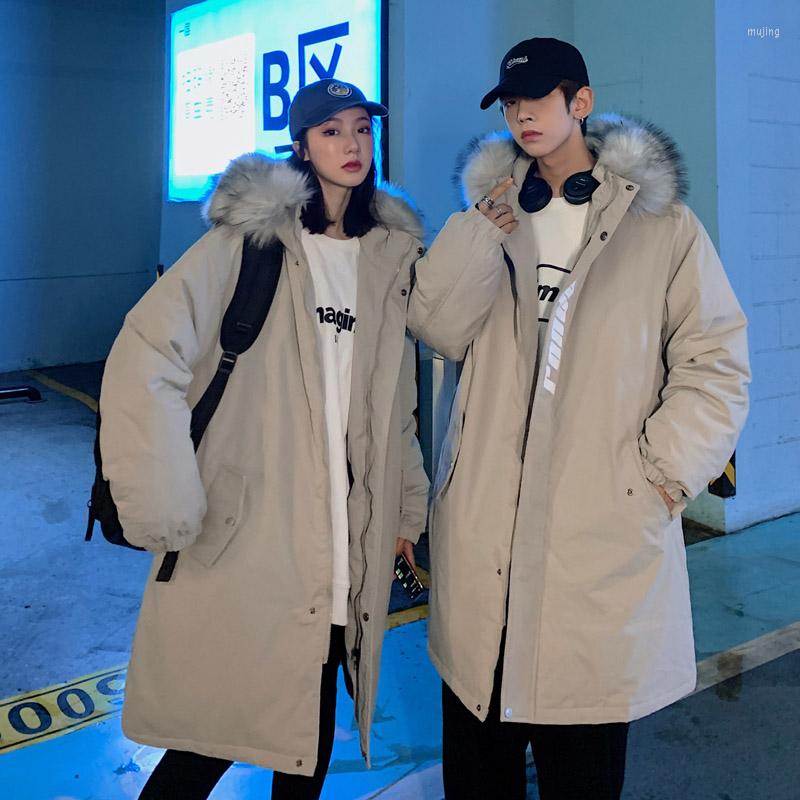 

Men's Down Couple Tooling Jacket Winter Long Section Korean Version Ins Country Tide Brand Thick, Black