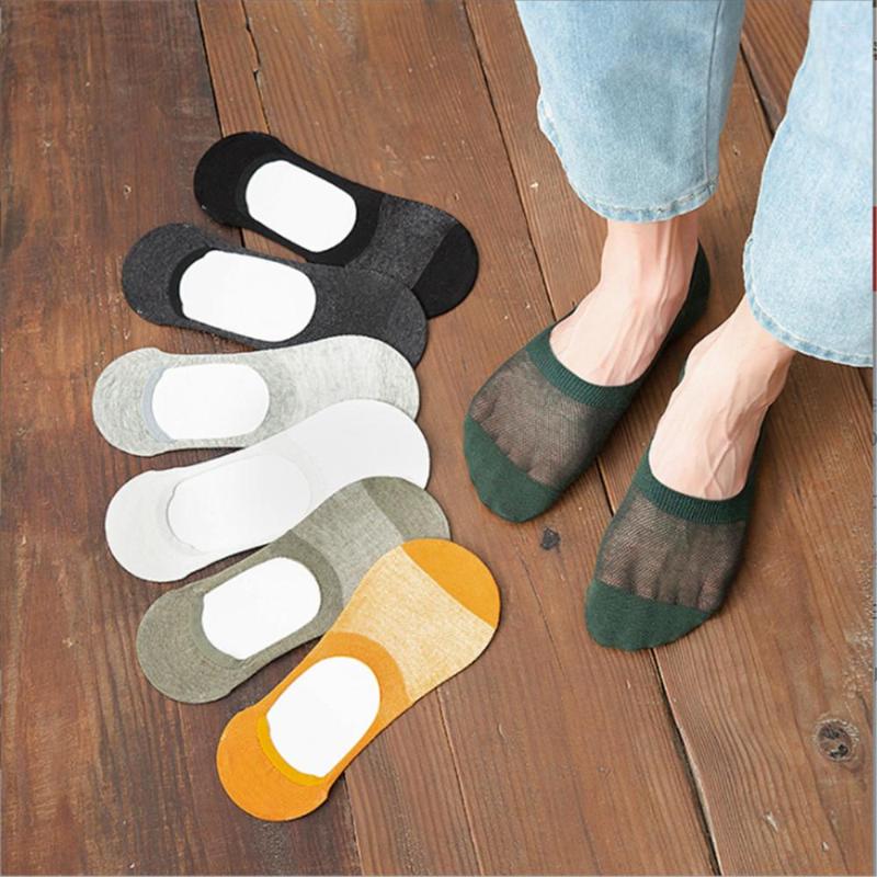 

Men's Socks Special Price 1 Euro Men's Hollow Mesh Invisible Silicone Non-slip Thin Shallow Boat, Black