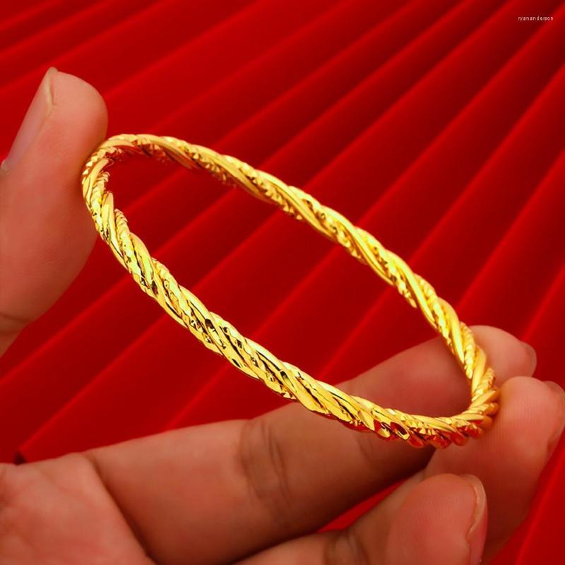

Bangle Twisted Unopen Women Bracelet Solid Yellow Gold Filled Classic Fashion Lady Jewelry Gift Dia 62mm