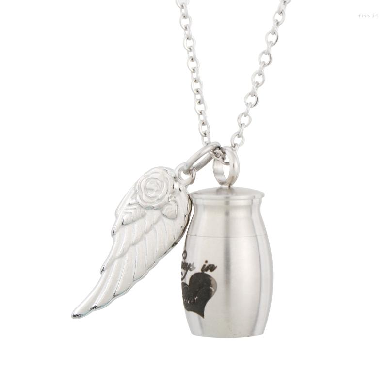 

Pendant Necklaces Angel Wing Memorial Keepsake Cremation Necklace Jar Shape Urn 3XUA