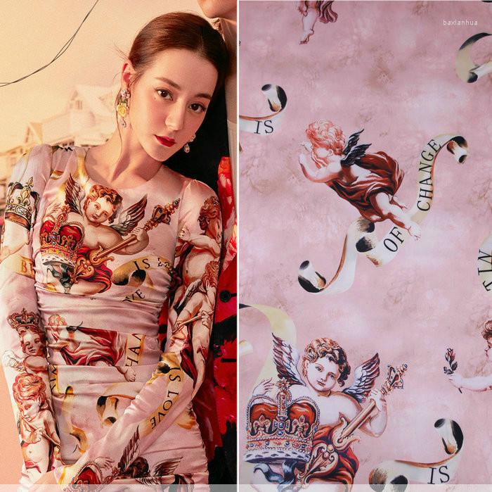 

Clothing Fabric 145cm Angel Printed Drape Handmade Diy Dress Cheongsam Pajamas Scarf Material Polyester Wholesale Cloth