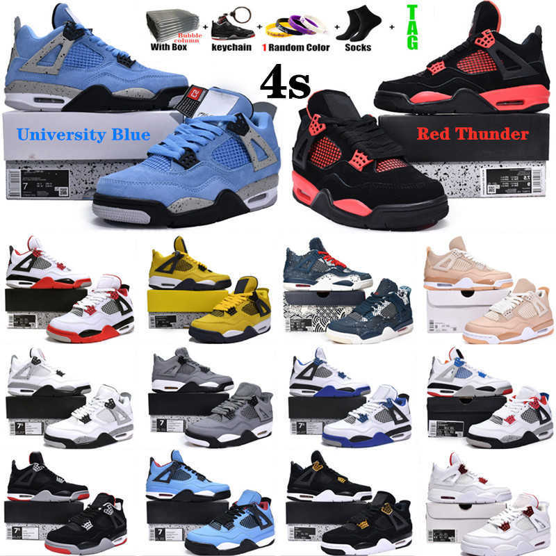 

2022 Jumpman 4 High Retro Basketball Shoes Bred 4s UNC Black Cat Red Thunder Royalty University Blue 1 1s Heritage Blue royal dark mocha jordas, #11