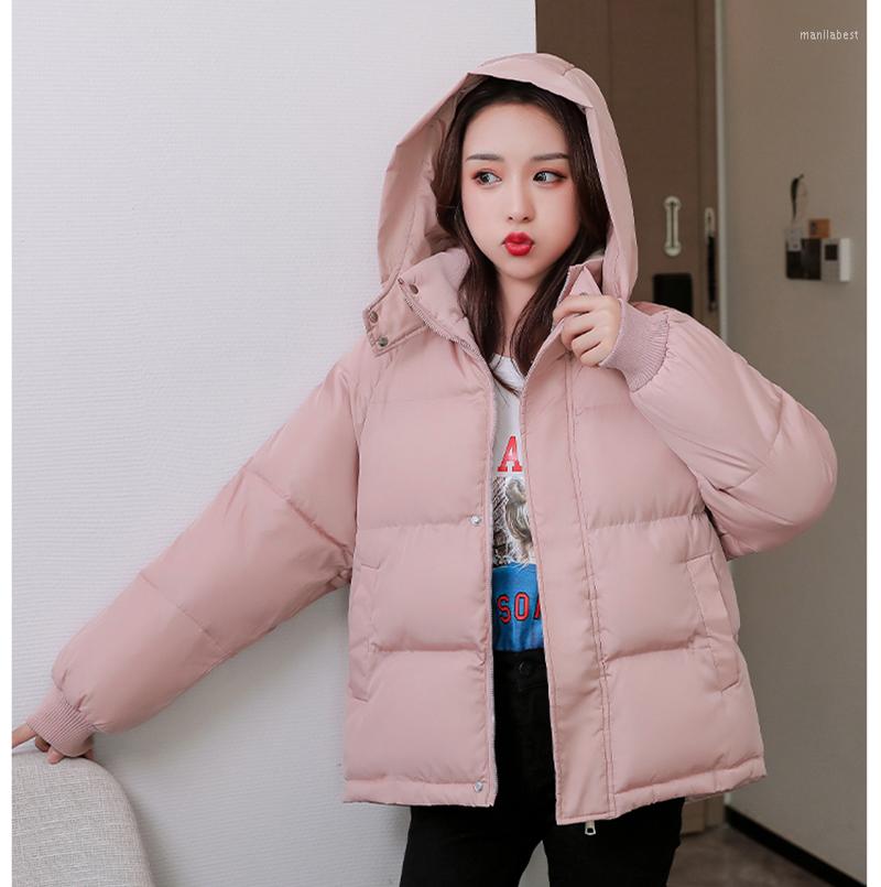 

Women' Trench Coats 2022 Winter Short Parkas Women Korean Fashion Keep Warm Thick Padded Female Casual Loose Zipper Hooded Overcoat Mujer, Beige