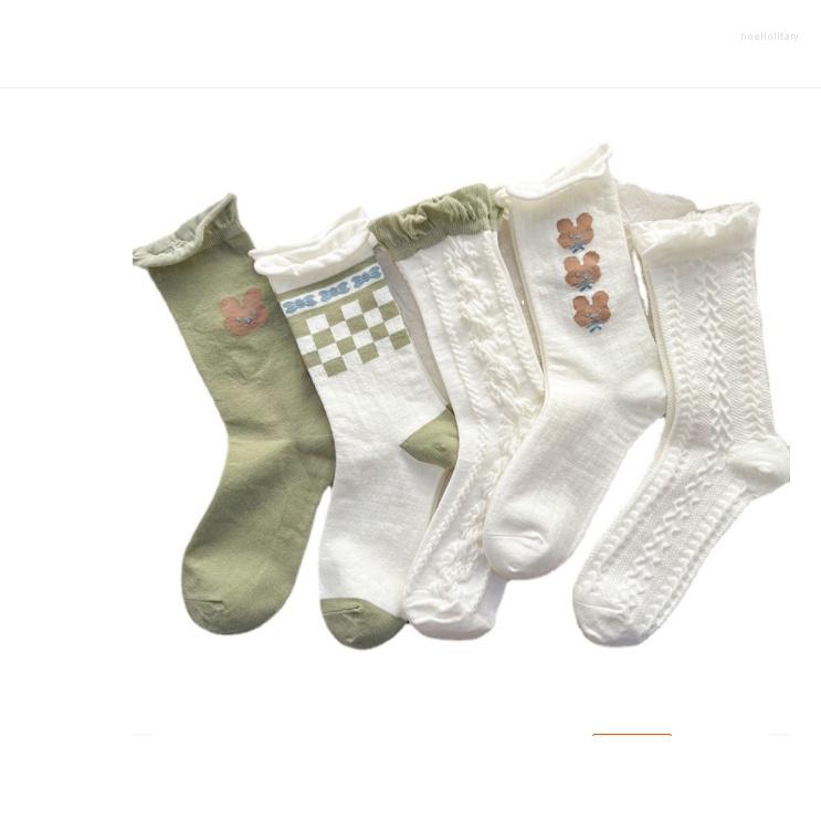 

Women Socks Female White Middle Tube Ins Trendy All-Match Spring Summer Thin Style Cute Japanese Students Green Influencer Stockings, Many lines