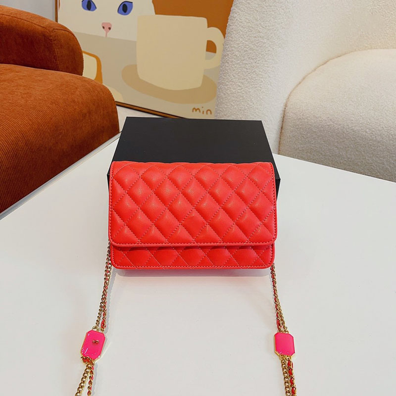 

Fashion Woc Women Mini Classic Flap Shoulder Bag Diamond Lattice Genuine Leather Quilted Luxury Designer Wallet Handbags Vintage Versatile Card Holder Clutch 19CM, White