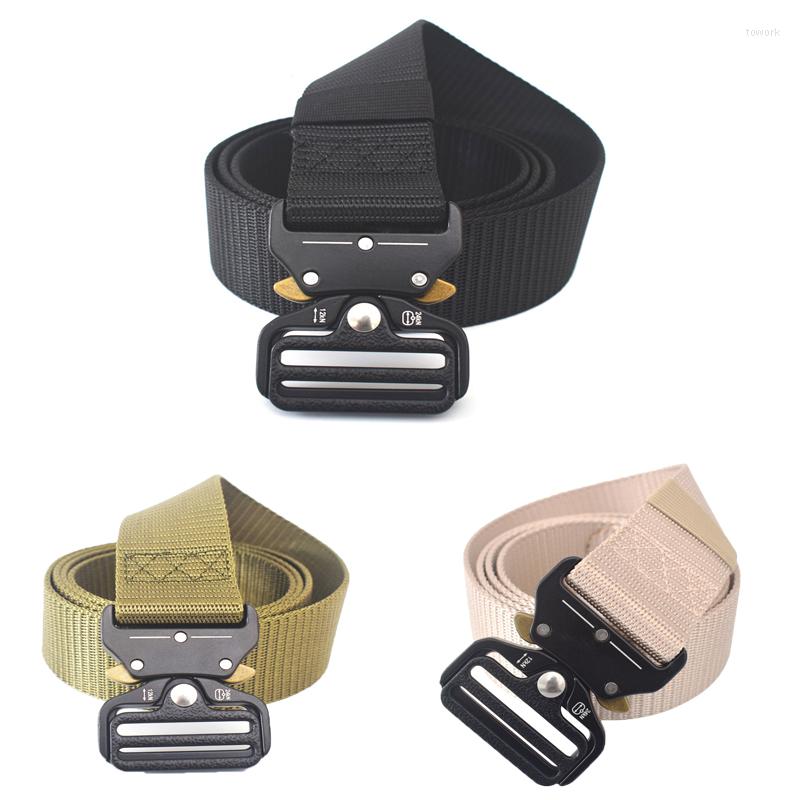 

Waist Support Military Tactical Nylon Belt Metal Buckle Adjustable Army Outdoor Quick Release Hunting Training Clothes Gear, Black