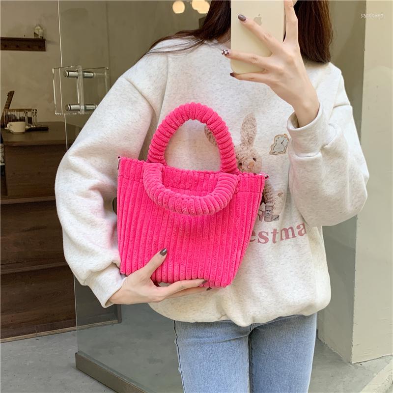 

Evening Bags Simple Solid Color Ladies Fashion Small Tote Crossbody Retro Corduroy Women Bucket Shoulder Bag Female Casual Purse Handbag, Blue