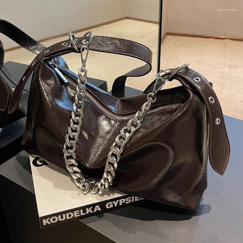 

Evening Bags Brand Designer PU Leather Women's Shoulder Bag Fashion Chain Crossbody Hobos Handbag 2022 Trend, Black