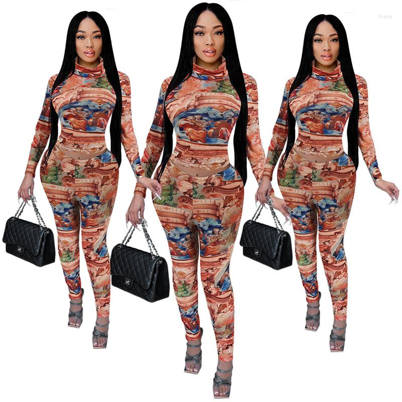

Women' Two Piece Pants Young Party Lady Fashion O Neck Long Sleeve Bro And Sexy Tight Club Traksuits, Multi