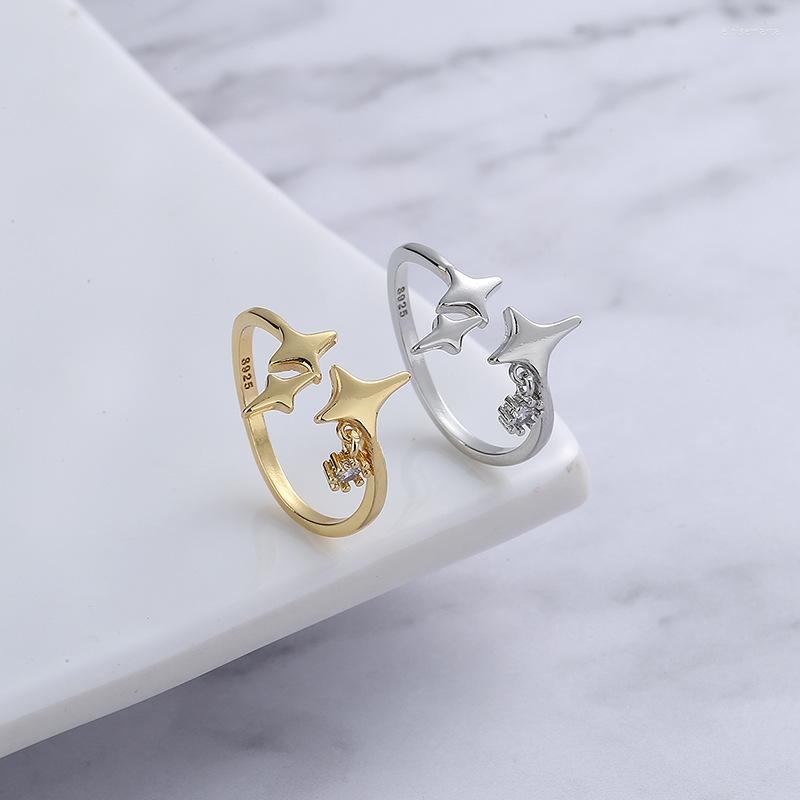 

Cluster Rings Solid 925 Sterling Silver Irregular Geometric Star Tassel For Women Gold Plated Party Gifts Accessories