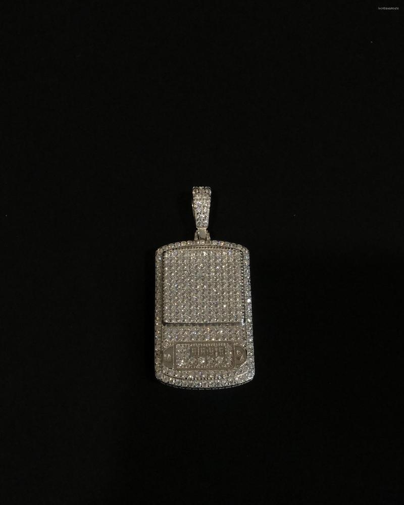 

Pendant Necklaces Street Retro Personality 925 Sterling Silver Necklace Zircon Diamond Full Hip Hop Electronic Scale Design For Couple