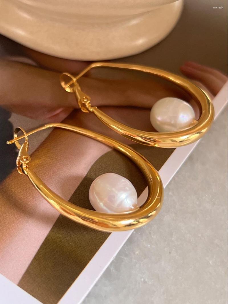 

Dangle Earrings LONDANY Large Oval Freshwater Pearl Women's 2022