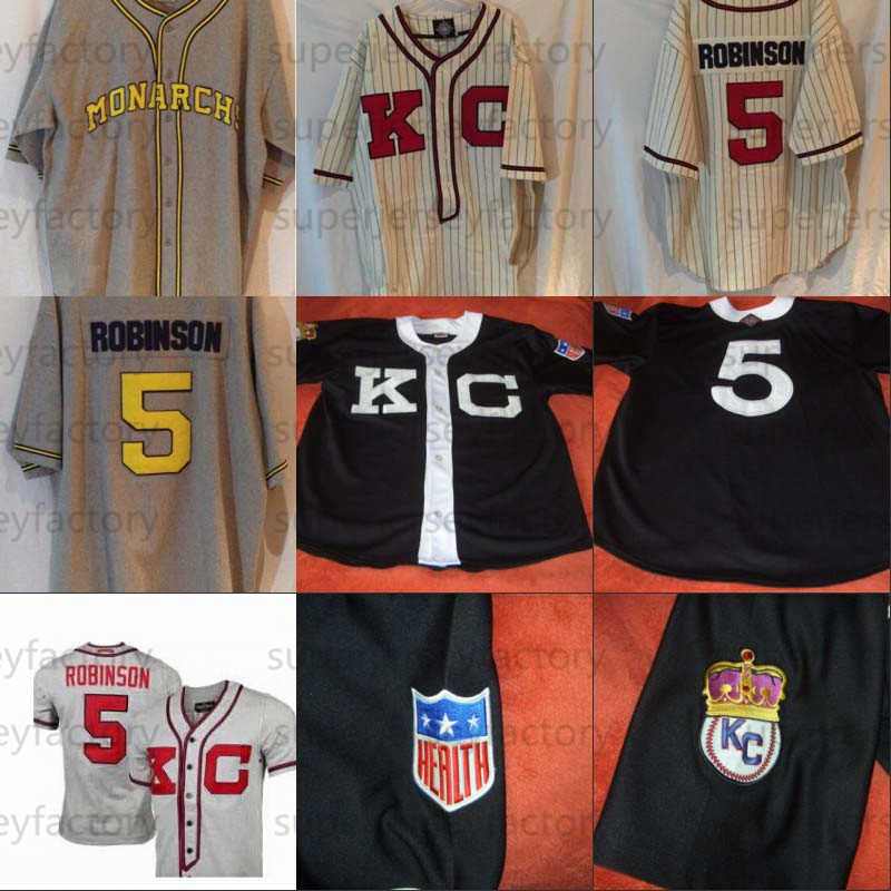 

# 5 Jackie Robinson Kansas City Monarchs Negro League Jersey 100% Stitched Custom Baseball Jerseys Any Name Any Number Mens Women, Gray