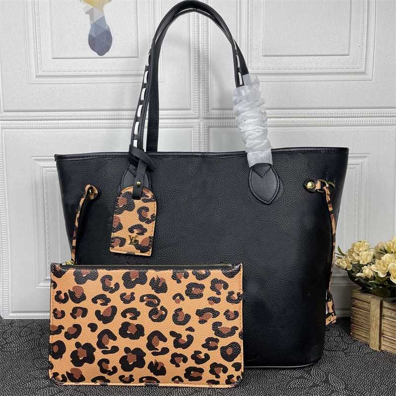 

Women Designer Genuine MM Handbag Leather Totes Shoulder Purse 2Pcs Leopard Set Crossbody Embossed original Shopping Bag Backpacks M45856, Black ( without box )