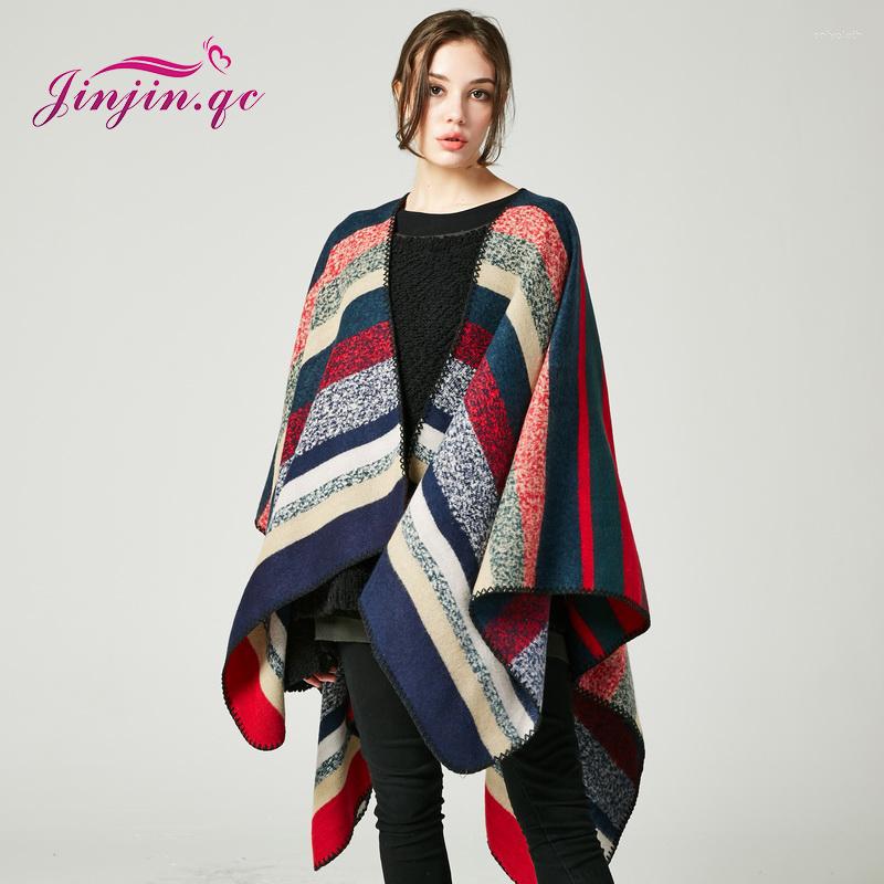 

Scarves Jinjin.QC Winter Star Cashmere Feel Scarf Women Poncho Cape Fashion Plaid Capes Solid Acrylic Pashmina And Shawls