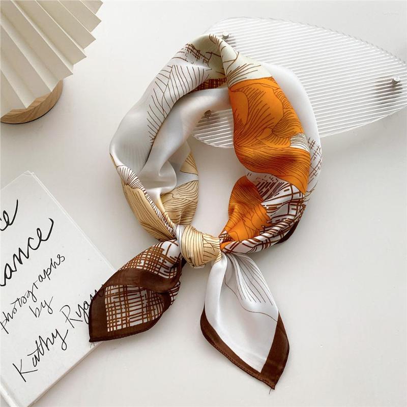 

Scarves Patchwork Flowers Silk Square Scarf Women Satin Shawl Wrap Hijab Female Hair Band Wrist Luxury Headkerchief 70 70cm Bandana 2022