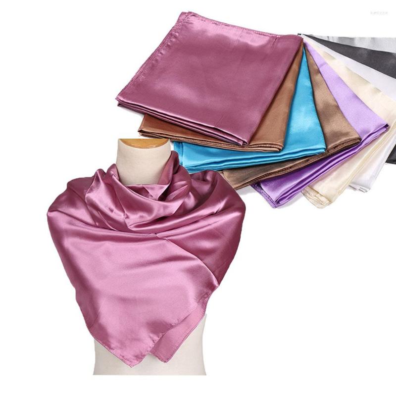 

Scarves 90 90cm Square Satin Women Foulard Head Scarf Ladies Neckerchief Shawl Wrap Muffler Bandanna Female Hijab Poncho Beach