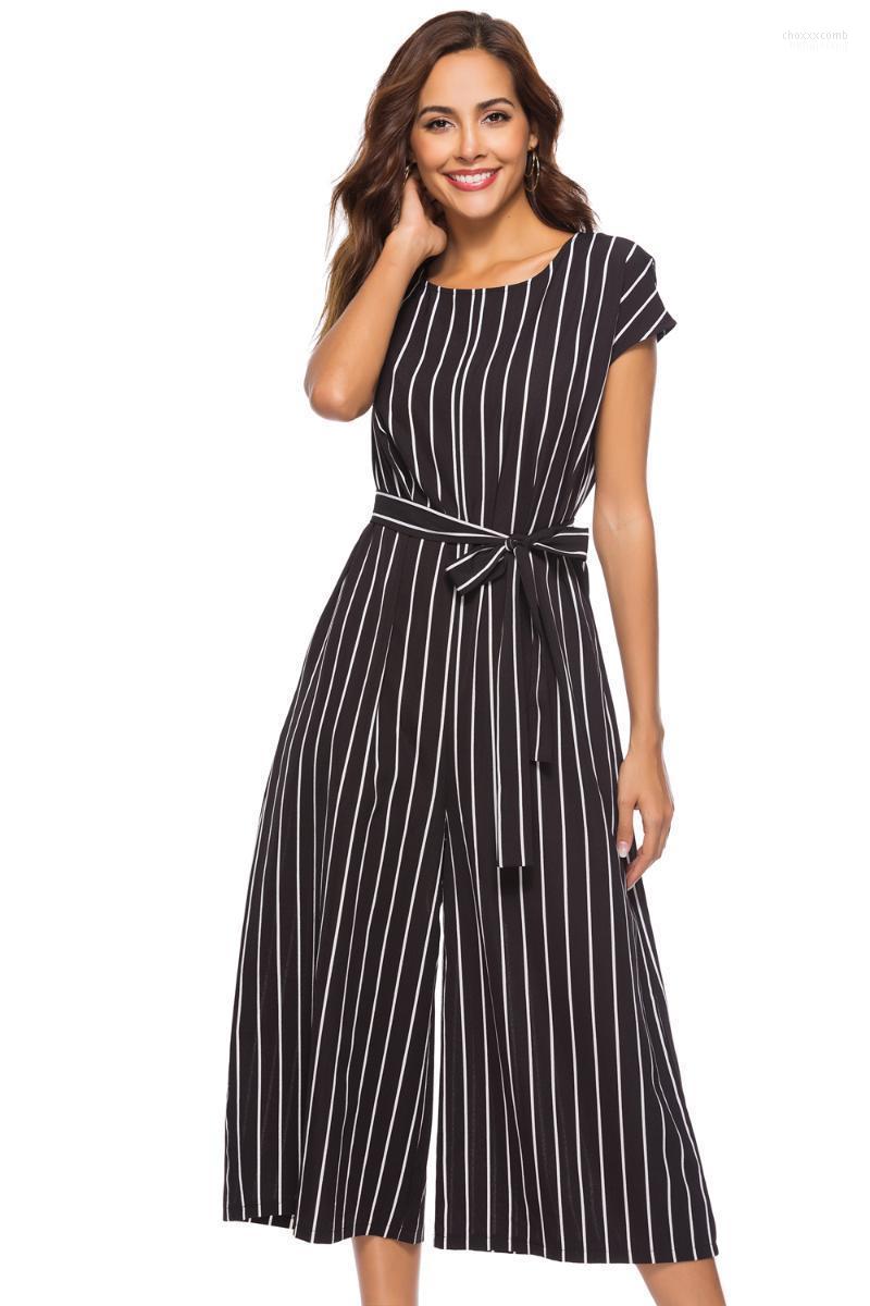 

Women' Jumpsuits Women' & Rompers Striped Jumpsuit For Commuting Fashion, Black