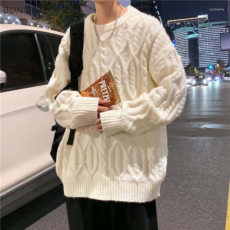 

Men's Sweaters Pullovers Men O-neck Handsome Baggy Basic Teens Dynamic Fashion Warm Knitting Students Ulzzang Streetwear Casual Ins, White