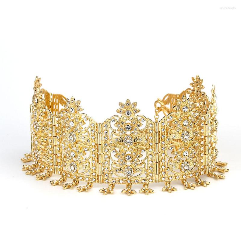 

Hair Clips Sunspicems Big Algeria Crown Tiaras Classic Bridal Chain Arabic Women Headbands Wedding Rhinestone Accessories
