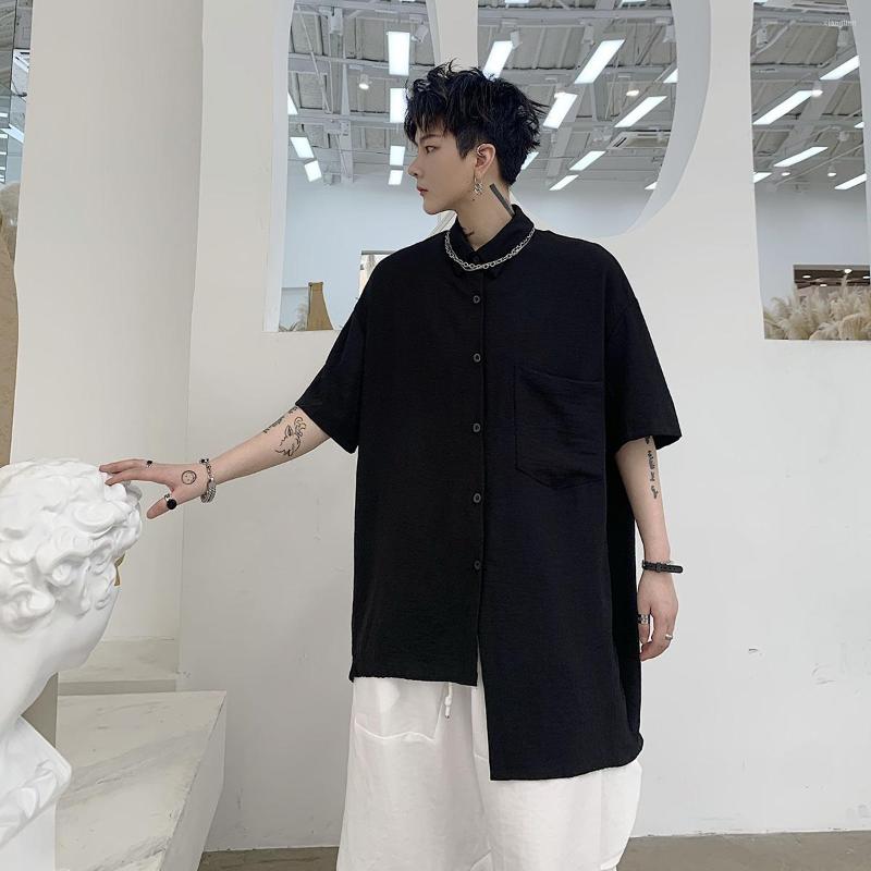 

Men' Casual Shirts Trendy Men' Irregular Half Sleeve Thin Shirt Large Summer Cool Style Personalized Tailoring Loose Drape Short, Black