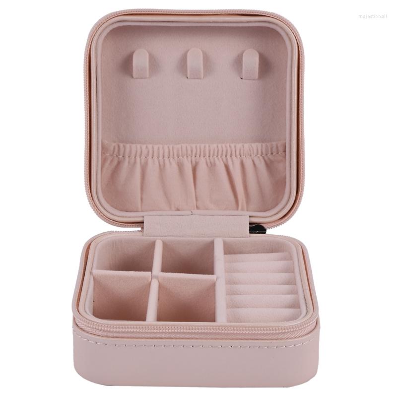 

Jewelry Pouches Portable Box Zipper PU Storage Organizer Holder Packaging Display Travel Case Gift Boxes For Women