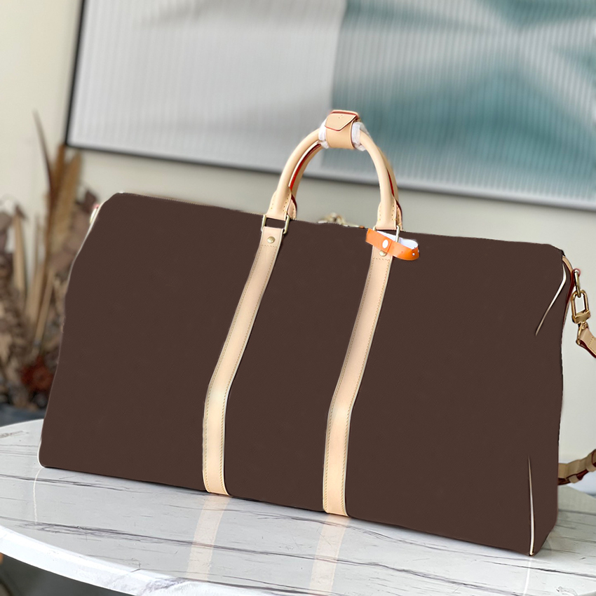 

Designer outdoors sports bag luxury tote duffle luggage Travel Bag pvc with cowhide leather handbag 45CM 50cm 55cm Multi-function pattern plaid flowers clutch, Color 3