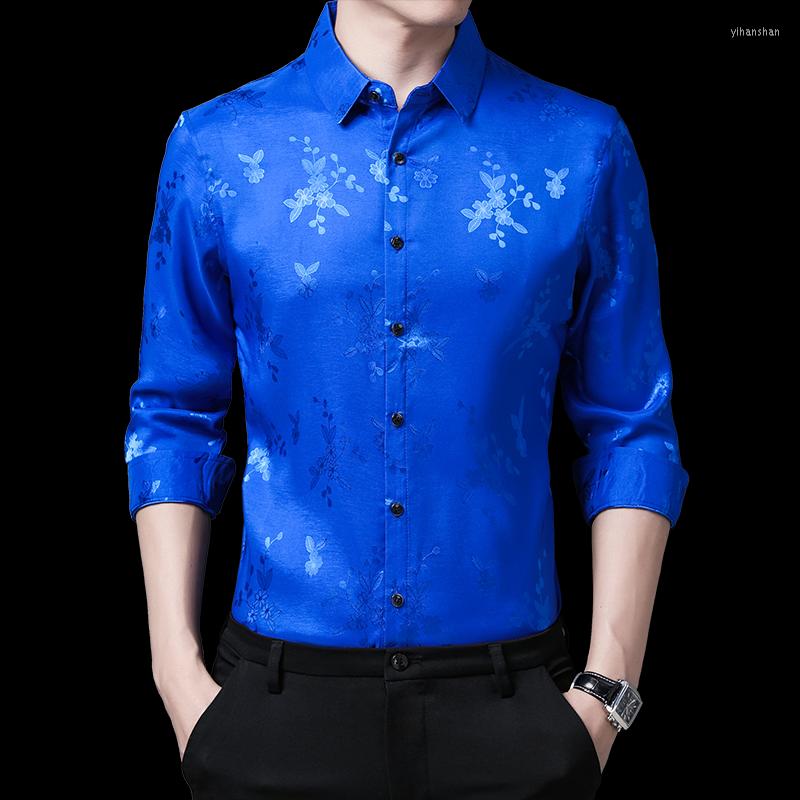 

Men' Casual Shirts 2022 Male Floral Dress Shirt Spring Autumn Mens Long Sleeve Flowers, Black
