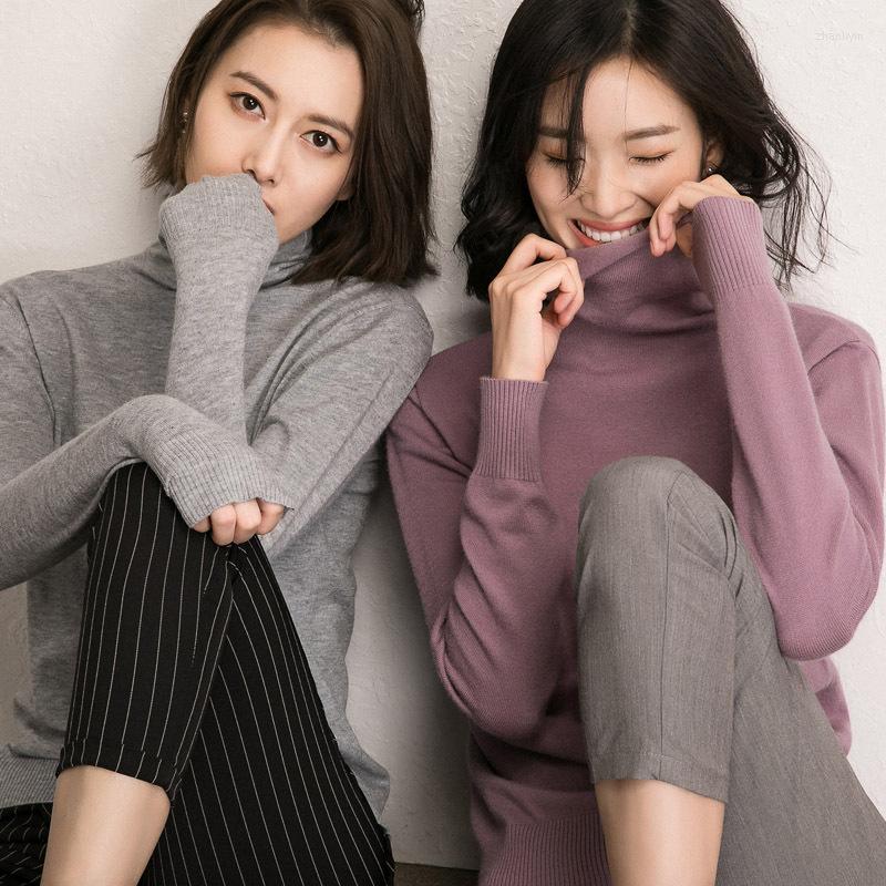 

Women's Sweaters Turtleneck Cashmere Sweater Solid Color Casual Knitted Pullover Round Neck Bottoming Shirt 2022autumn And Winter, Round neck08