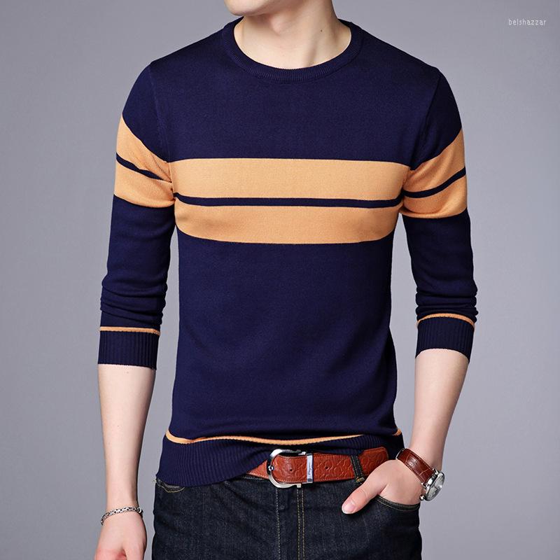 

Men's Sweaters Men's Sweater Round Neck Long Sleeve Pullover Stripe Men Fashion Knitting Bottoming Shirt For Man, Black