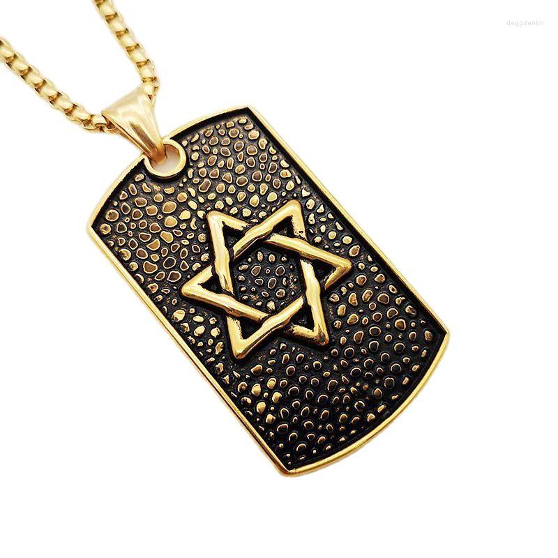 

Pendant Necklaces Antique 316L Stainless Steel Magan David Star Dog Tag Necklace Of Israel Jewish Jewelry Men Gift