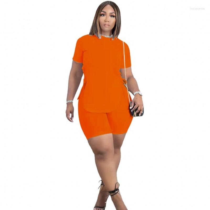

Women's Tracksuits Women Shorts Two Piece Sets Fashion Solid Lace Up Outfits Summer Street Style Casual T Shirt Tops And Suits Set 2022, Black