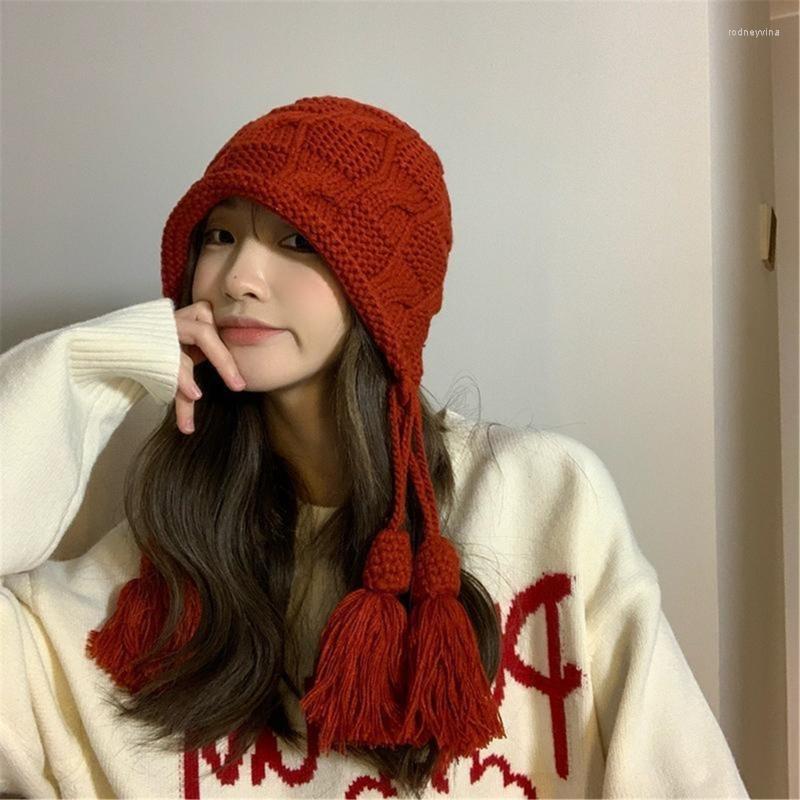 

Berets Adult Knitted Windproof Hat Cute Ladies Outdoor Cycling Skiing Lovely Winter Year Christmas For Girlfriend, Black