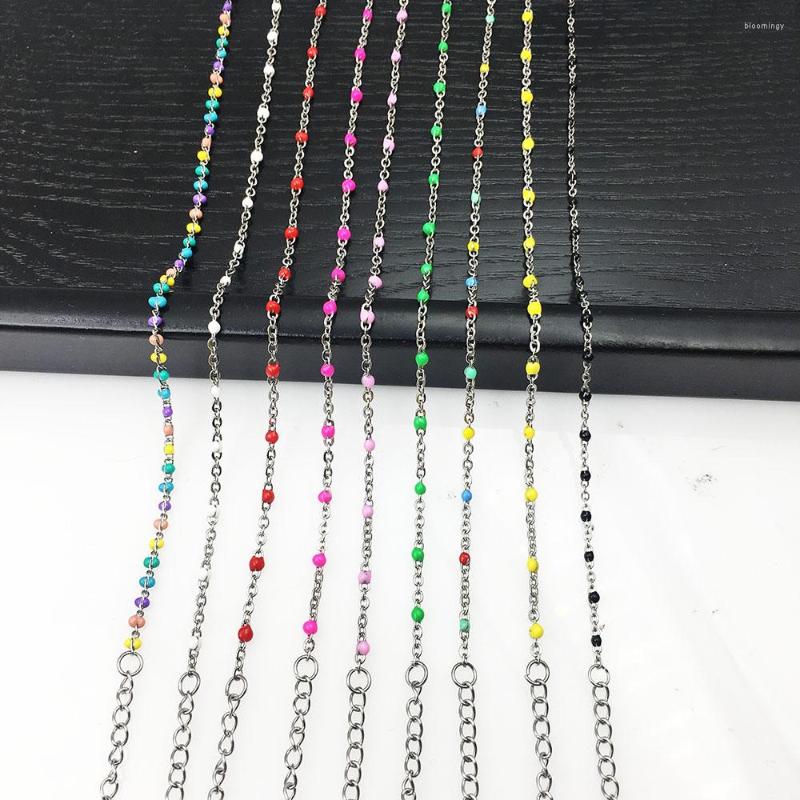 

Chains Stainless Steel Necklace Fashion Enamel Charm Ladies Color Cross Pendant Beaded Luxury Chain Birthday Gift Jewelry