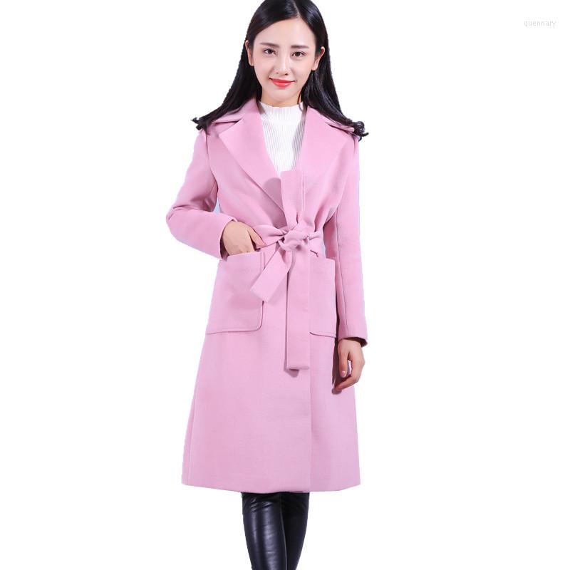

Women' Trench Coats Spring Autumn And Winter Woolen Coat Women' Thickened Medium Length Pink Windbreaker, Green
