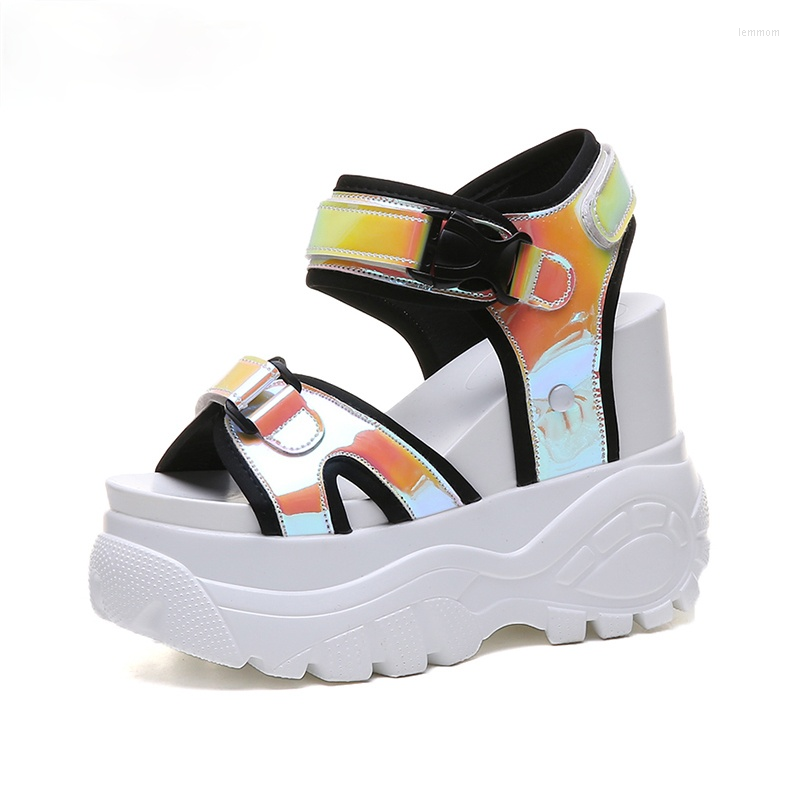 

Sandals Moipheng Platform 2022 Symphony Bling Female Chunky Super High Heel Student Increase Summer Beach Shoes Sandalias Mujer, Orange