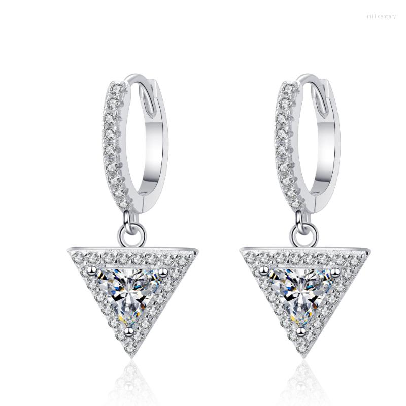 

Dangle Earrings 1 Carat Heart Moissanite Diamond 925 Sterling Silver Women's Triangle Shape Drop Engagement Gift